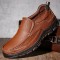 Menico Men Outdoor Sport Cowhide Leather Slip Resistant Soft Hiking Shoes