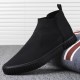 Men Comfy Breathable Canvas Elastic Slip On High Top Casual Sneakers Men Comfy Breathable Canvas Elastic Slip On High Top Casual Sneakers