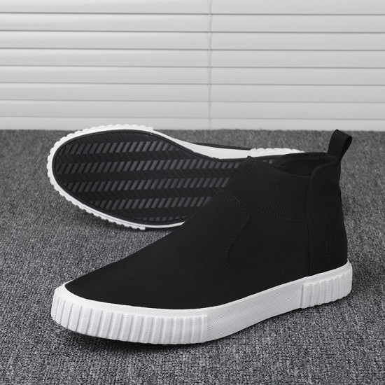 Men Comfy Breathable Canvas Elastic Slip On High Top Casual Sneakers Men Comfy Breathable Canvas Elastic Slip On High Top Casual Sneakers