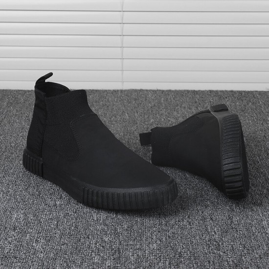Men Comfy Breathable Canvas Elastic Slip On High Top Casual Sneakers Men Comfy Breathable Canvas Elastic Slip On High Top Casual Sneakers