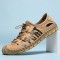 Men Microfiber Mesh Breathable Hand Stitching Soft Bottom Closed Toe Casual Outdoor Shoes