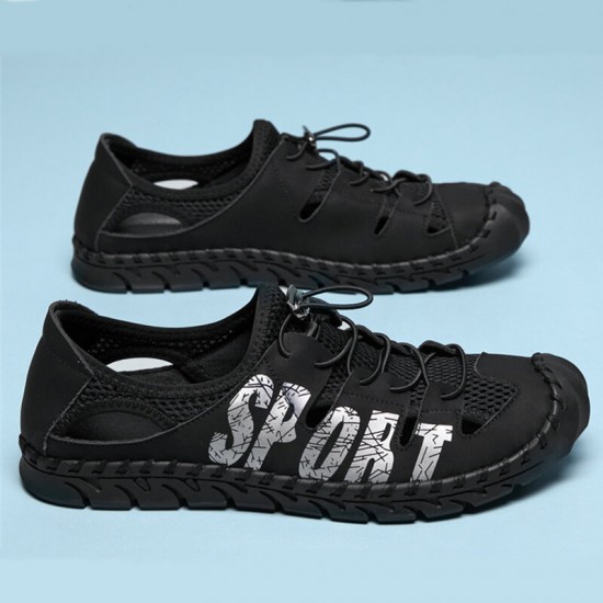 Men Microfiber Mesh Breathable Hand Stitching Soft Bottom Closed Toe Casual Outdoor Shoes Men Microfiber Mesh Breathable Hand Stitching Soft Bottom Closed Toe Casual Outdoor Shoes