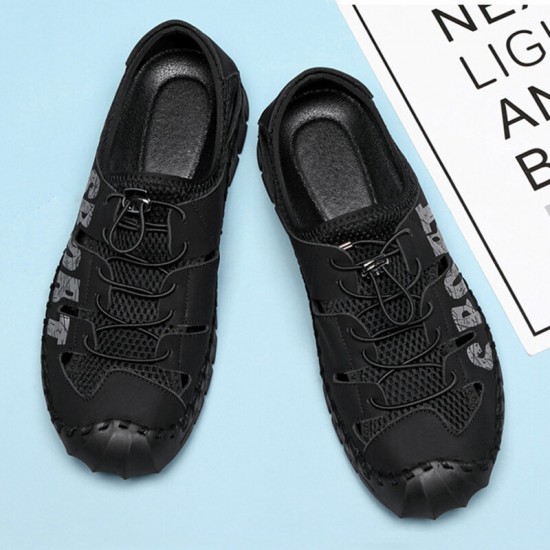 Men Microfiber Mesh Breathable Hand Stitching Soft Bottom Closed Toe Casual Outdoor Shoes Men Microfiber Mesh Breathable Hand Stitching Soft Bottom Closed Toe Casual Outdoor Shoes
