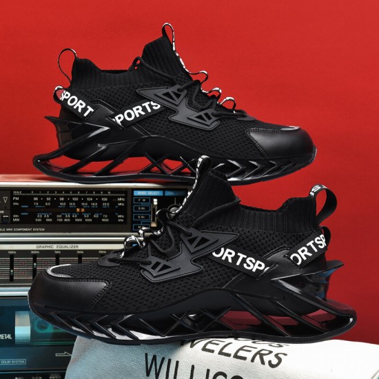 Men Breathable Fabric Comfy Blade Sole Non Slip Lace Up Running Casual Sports Shoes Men Breathable Fabric Comfy Blade Sole Non Slip Lace Up Running Casual Sports Shoes