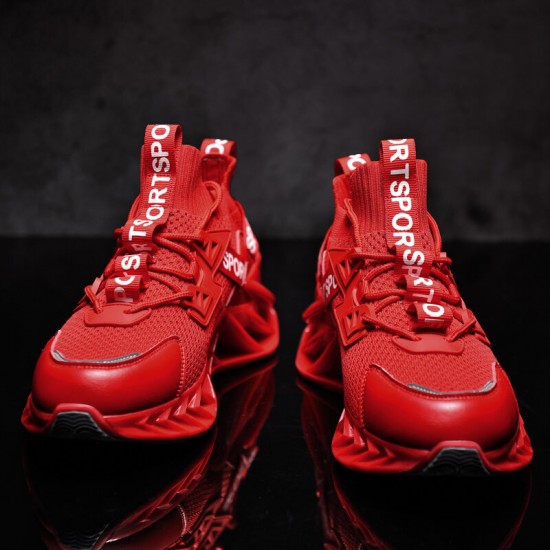 Men Breathable Fabric Comfy Blade Sole Non Slip Lace Up Running Casual Sports Shoes Men Breathable Fabric Comfy Blade Sole Non Slip Lace Up Running Casual Sports Shoes