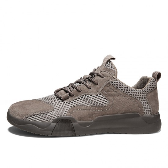 Men Genuine Leather Breathable Mesh Comfy Bottom Non Slip Casual Running Shoes Men Genuine Leather Breathable Mesh Comfy Bottom Non Slip Casual Running Shoes