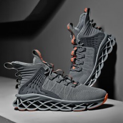 Men Breathable Fabric Soft Blade Sole Non Slip Lace Up Casual Sports Shoes