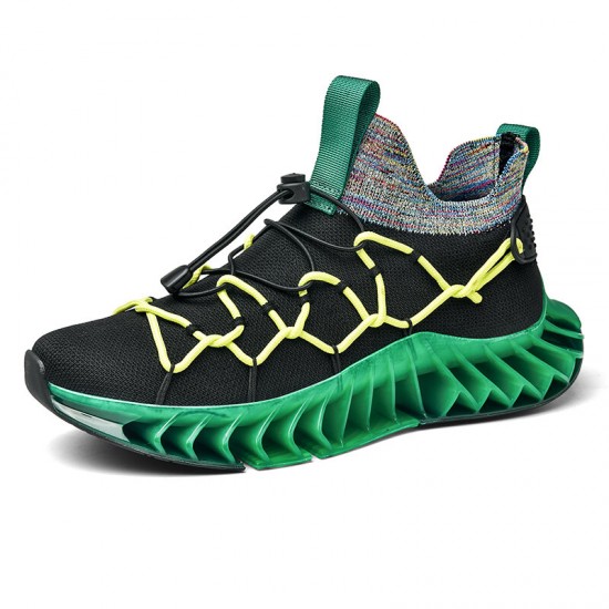 Men Breathable Fabric Comfy Blade Sole Non Slip Elastic Laces Casual Sports Shoes Men Breathable Fabric Comfy Blade Sole Non Slip Elastic Laces Casual Sports Shoes