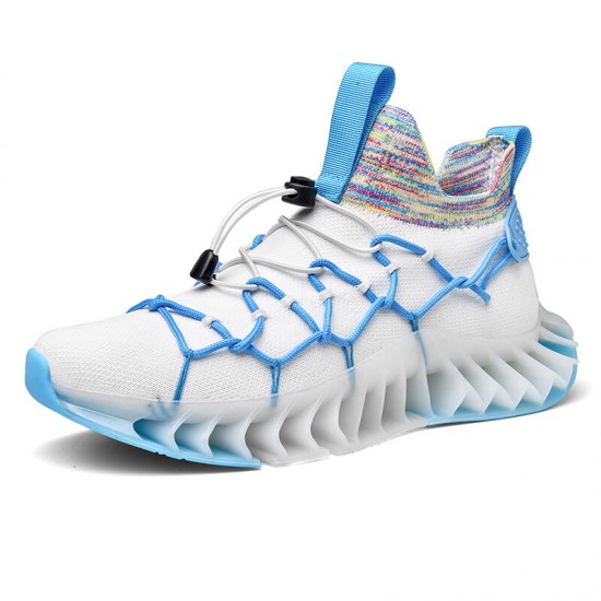 Men Breathable Fabric Comfy Blade Sole Non Slip Elastic Laces Casual Sports Shoes Men Breathable Fabric Comfy Blade Sole Non Slip Elastic Laces Casual Sports Shoes