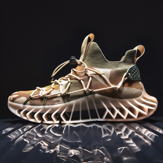 Men Breathable Fabric Comfy Blade Sole Non Slip Elastic Laces Casual Sports Shoes Men Breathable Fabric Comfy Blade Sole Non Slip Elastic Laces Casual Sports Shoes