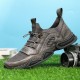 Men Leather Breathable Mesh Comfy Fabric Soft Bottom Elastic Band Casual Sports Shoes Men Leather Breathable Mesh Comfy Fabric Soft Bottom Elastic Band Casual Sports Shoes