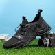 Men Leather Breathable Mesh Comfy Fabric Soft Bottom Elastic Band Casual Sports Shoes Men Leather Breathable Mesh Comfy Fabric Soft Bottom Elastic Band Casual Sports Shoes