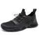 Men Leather Breathable Mesh Comfy Fabric Soft Bottom Elastic Band Casual Sports Shoes Men Leather Breathable Mesh Comfy Fabric Soft Bottom Elastic Band Casual Sports Shoes