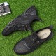 Men Leather Breathable Mesh Comfy Fabric Soft Bottom Elastic Band Casual Sports Shoes Men Leather Breathable Mesh Comfy Fabric Soft Bottom Elastic Band Casual Sports Shoes