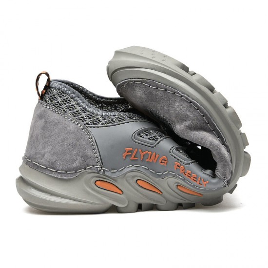 Men Genuine Leather Breathable Mesh Soft Bottom Non Slip Elastic Band Casual Sports Shoes Men Genuine Leather Breathable Mesh Soft Bottom Non Slip Elastic Band Casual Sports Shoes