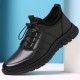 Men Cowhide Leather Breathable Comfy Soft Bottom Non Slip Elastic Band Casual Shoes Men Cowhide Leather Breathable Comfy Soft Bottom Non Slip Elastic Band Casual Shoes