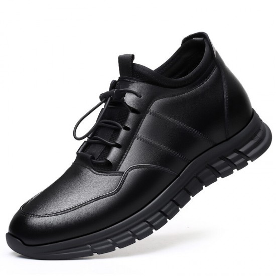 Men Cowhide Leather Breathable Comfy Soft Bottom Non Slip Elastic Band Casual Shoes Men Cowhide Leather Breathable Comfy Soft Bottom Non Slip Elastic Band Casual Shoes