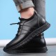 Men Cowhide Leather Breathable Comfy Soft Bottom Non Slip Elastic Band Casual Shoes Men Cowhide Leather Breathable Comfy Soft Bottom Non Slip Elastic Band Casual Shoes