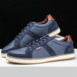 Men Breathable Soft Bottom Comfy Trendy Splicing Lace Up Casual Court Shoes