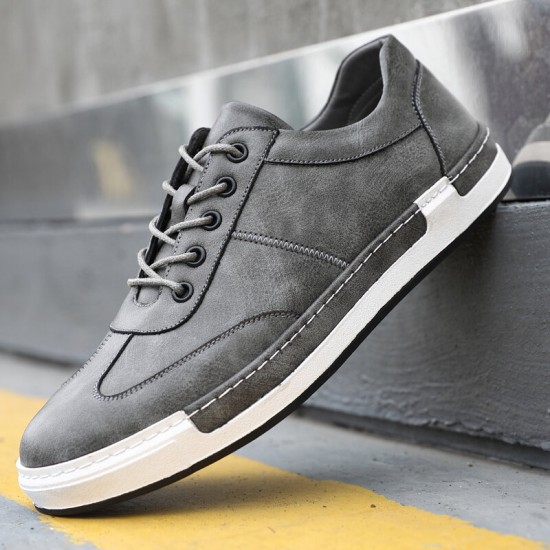 Men Microfiber Leather Comfy Bottom Non Slip Trendy Solid Lace Up Casual Court Shoes Men Microfiber Leather Comfy Bottom Non Slip Trendy Solid Lace Up Casual Court Shoes