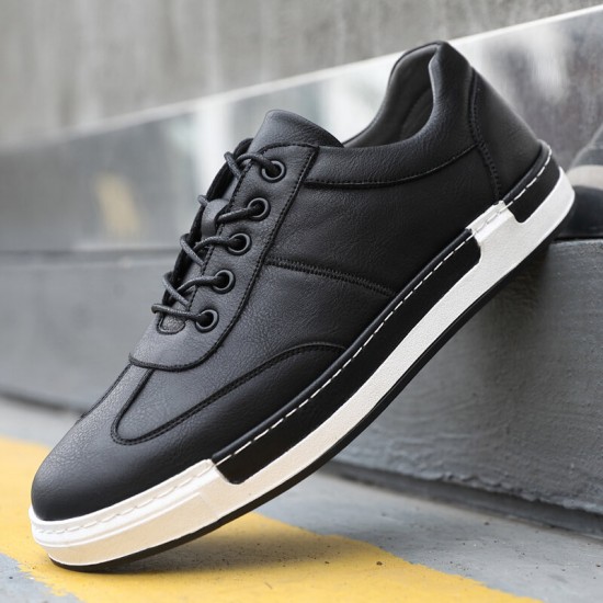 Men Microfiber Leather Comfy Bottom Non Slip Trendy Solid Lace Up Casual Court Shoes Men Microfiber Leather Comfy Bottom Non Slip Trendy Solid Lace Up Casual Court Shoes