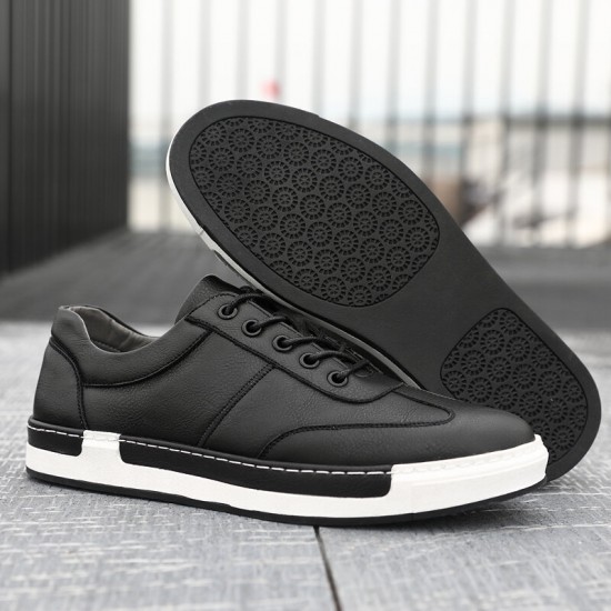 Men Microfiber Leather Comfy Bottom Non Slip Trendy Solid Lace Up Casual Court Shoes Men Microfiber Leather Comfy Bottom Non Slip Trendy Solid Lace Up Casual Court Shoes