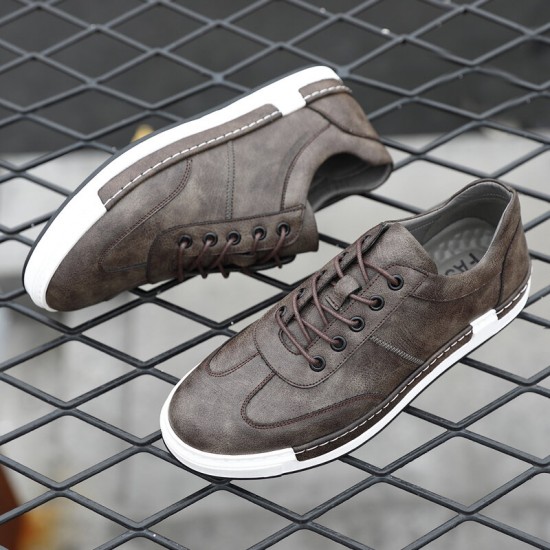 Men Microfiber Leather Comfy Bottom Non Slip Trendy Solid Lace Up Casual Court Shoes Men Microfiber Leather Comfy Bottom Non Slip Trendy Solid Lace Up Casual Court Shoes