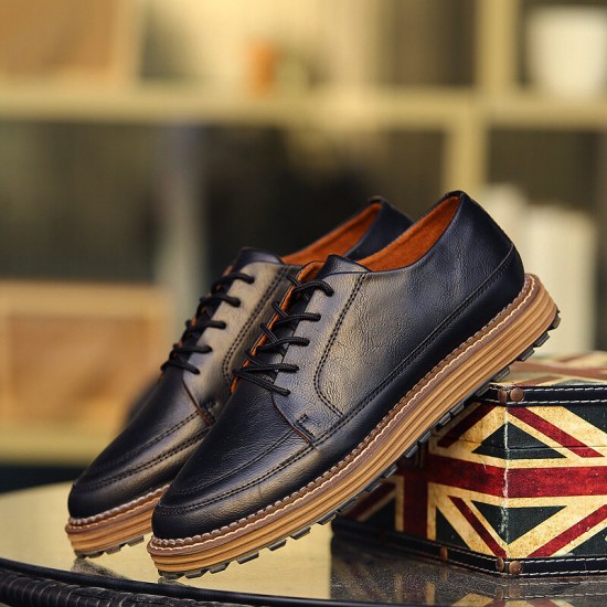 Men Breathable Soft Thick Bottom Vintage Solid Lace Up Comfy Casual Shoes Men Breathable Soft Thick Bottom Vintage Solid Lace Up Comfy Casual Shoes
