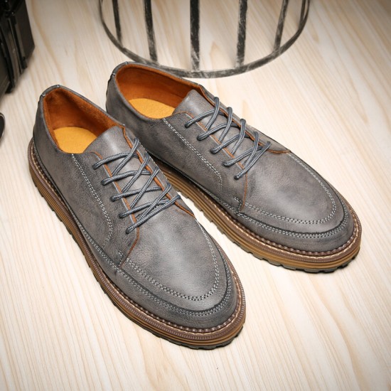 Men Breathable Soft Thick Bottom Vintage Solid Lace Up Comfy Casual Shoes Men Breathable Soft Thick Bottom Vintage Solid Lace Up Comfy Casual Shoes