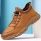 Men Cowhide Breathable Soft Bottom Non Slip Elastic Band Outdoor Sports Casual Shoes