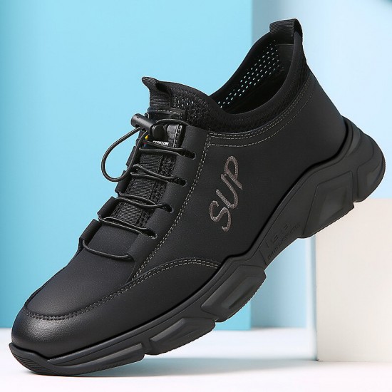 Men Cowhide Breathable Soft Bottom Non Slip Elastic Band Outdoor Sports Casual Shoes Men Cowhide Breathable Soft Bottom Non Slip Elastic Band Outdoor Sports Casual Shoes