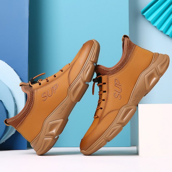 Men Cowhide Breathable Soft Bottom Non Slip Elastic Band Outdoor Sports Casual Shoes Men Cowhide Breathable Soft Bottom Non Slip Elastic Band Outdoor Sports Casual Shoes