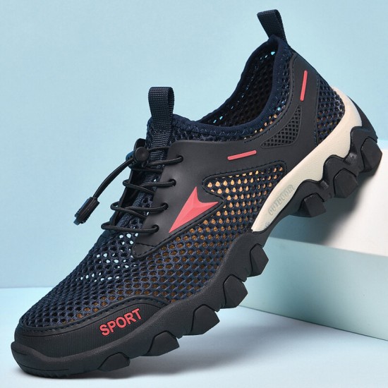 Men Mesh Breathable Non Slip Soft Sole Elastic Laces Outdoor Casual Sports Shoes Men Mesh Breathable Non Slip Soft Sole Elastic Laces Outdoor Casual Sports Shoes