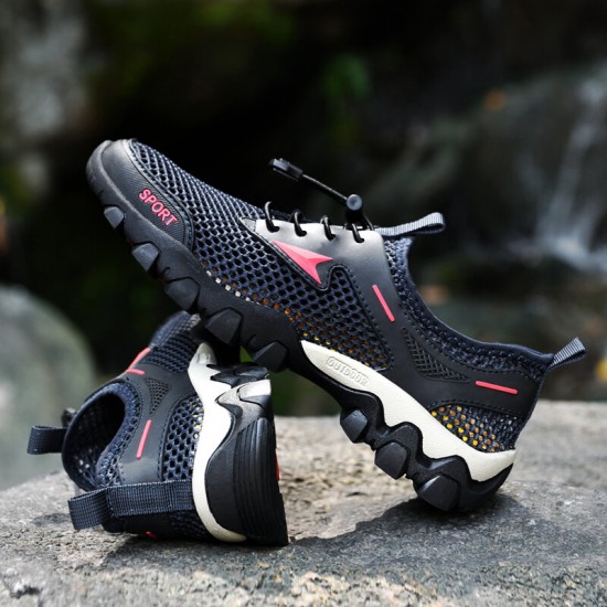 Men Mesh Breathable Non Slip Soft Sole Elastic Laces Outdoor Casual Sports Shoes Men Mesh Breathable Non Slip Soft Sole Elastic Laces Outdoor Casual Sports Shoes