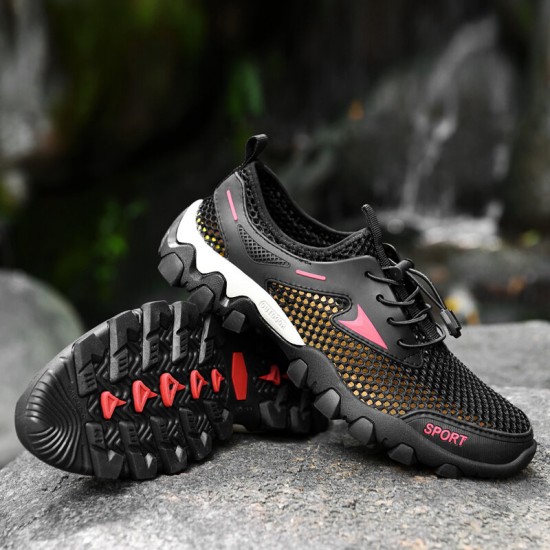 Men Mesh Breathable Non Slip Soft Sole Elastic Laces Outdoor Casual Sports Shoes Men Mesh Breathable Non Slip Soft Sole Elastic Laces Outdoor Casual Sports Shoes
