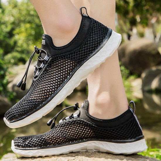 Men Mesh Breathable Non Slip Soft Sole Elastic Laces Outdoor Sports Casual Wading Shoes Men Mesh Breathable Non Slip Soft Sole Elastic Laces Outdoor Sports Casual Wading Shoes