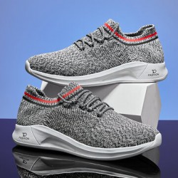 Men Breathable Fabric Soft Sole Non Slip Lace Up Sports Casual Walking Shoes
