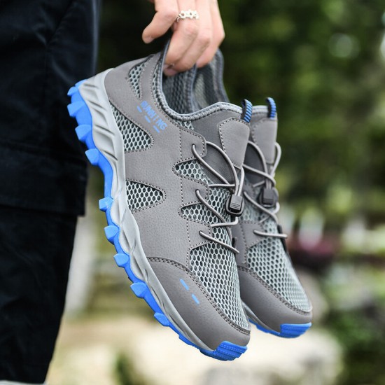 Men Mesh Breathable Soft Sole Non Slip Lace Up Outdoor Hiking Casual Sports Shoes Men Mesh Breathable Soft Sole Non Slip Lace Up Outdoor Hiking Casual Sports Shoes