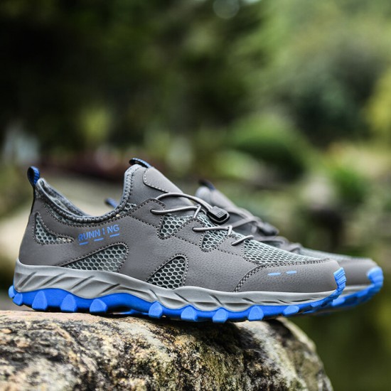 Men Mesh Breathable Soft Sole Non Slip Lace Up Outdoor Hiking Casual Sports Shoes Men Mesh Breathable Soft Sole Non Slip Lace Up Outdoor Hiking Casual Sports Shoes