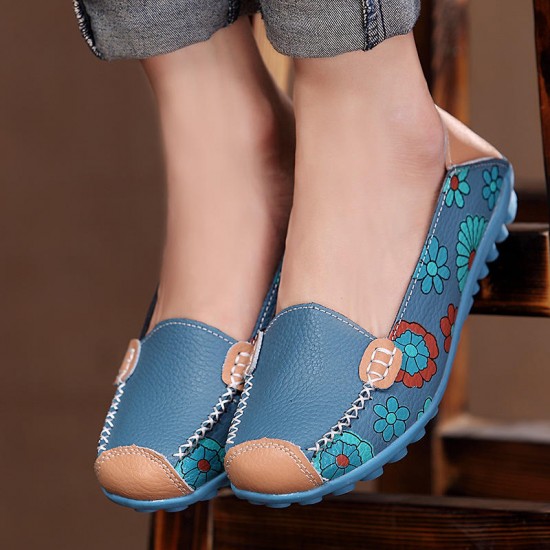 Big Size Women Flower Floral Leather Loafers Moccasins Flats Soft Ballet Shoes Round Toe Flats Big Size Women Flower Floral Leather Loafers Moccasins Flats Soft Ballet Shoes Round Toe Flats
