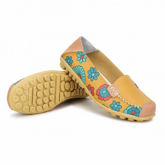 Big Size Women Flower Floral Leather Loafers Moccasins Flats Soft Ballet Shoes Round Toe Flats Big Size Women Flower Floral Leather Loafers Moccasins Flats Soft Ballet Shoes Round Toe Flats