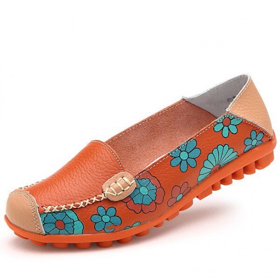 Big Size Women Flower Floral Leather Loafers Moccasins Flats Soft Ballet Shoes Round Toe Flats Big Size Women Flower Floral Leather Loafers Moccasins Flats Soft Ballet Shoes Round Toe Flats