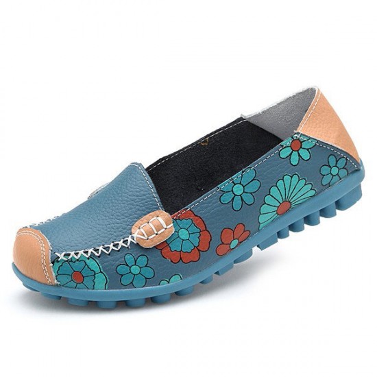 Big Size Women Flower Floral Leather Loafers Moccasins Flats Soft Ballet Shoes Round Toe Flats Big Size Women Flower Floral Leather Loafers Moccasins Flats Soft Ballet Shoes Round Toe Flats