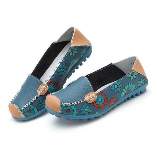 Big Size Women Flower Floral Leather Loafers Moccasins Flats Soft Ballet Shoes Round Toe Flats Big Size Women Flower Floral Leather Loafers Moccasins Flats Soft Ballet Shoes Round Toe Flats