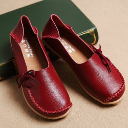 LOSTISY US Size 5-13 Women Soft Comfortable Lace-Up Breathable Casual Leather Flats Shoes