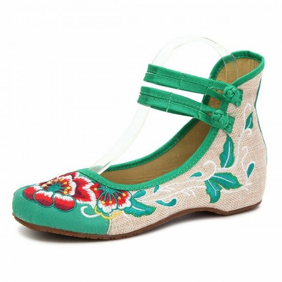 Big Size Women Mary Janes Chinese Embroidered Flower Flat Shoes Linen Loafers Big Size Women Mary Janes Chinese Embroidered Flower Flat Shoes Linen Loafers