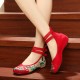 Big Size Women Mary Janes Chinese Embroidered Flower Flat Shoes Linen Loafers Big Size Women Mary Janes Chinese Embroidered Flower Flat Shoes Linen Loafers