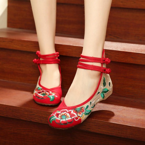Big Size Women Mary Janes Chinese Embroidered Flower Flat Shoes Linen Loafers Big Size Women Mary Janes Chinese Embroidered Flower Flat Shoes Linen Loafers