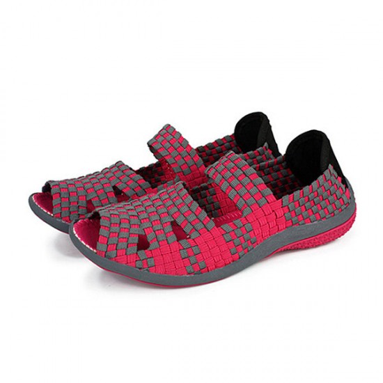 Women Summer Elastic Knit Leisure Shoes Flat Knit Sandals Round Toe Shoes Women Summer Elastic Knit Leisure Shoes Flat Knit Sandals Round Toe Shoes