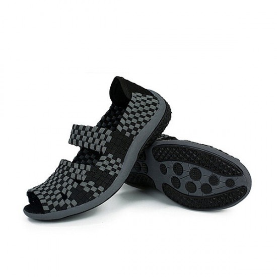 Women Summer Elastic Knit Leisure Shoes Flat Knit Sandals Round Toe Shoes Women Summer Elastic Knit Leisure Shoes Flat Knit Sandals Round Toe Shoes